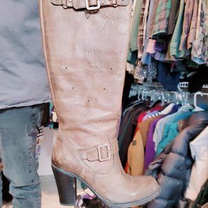 Frye Knee High Leather Boots with Side Zip